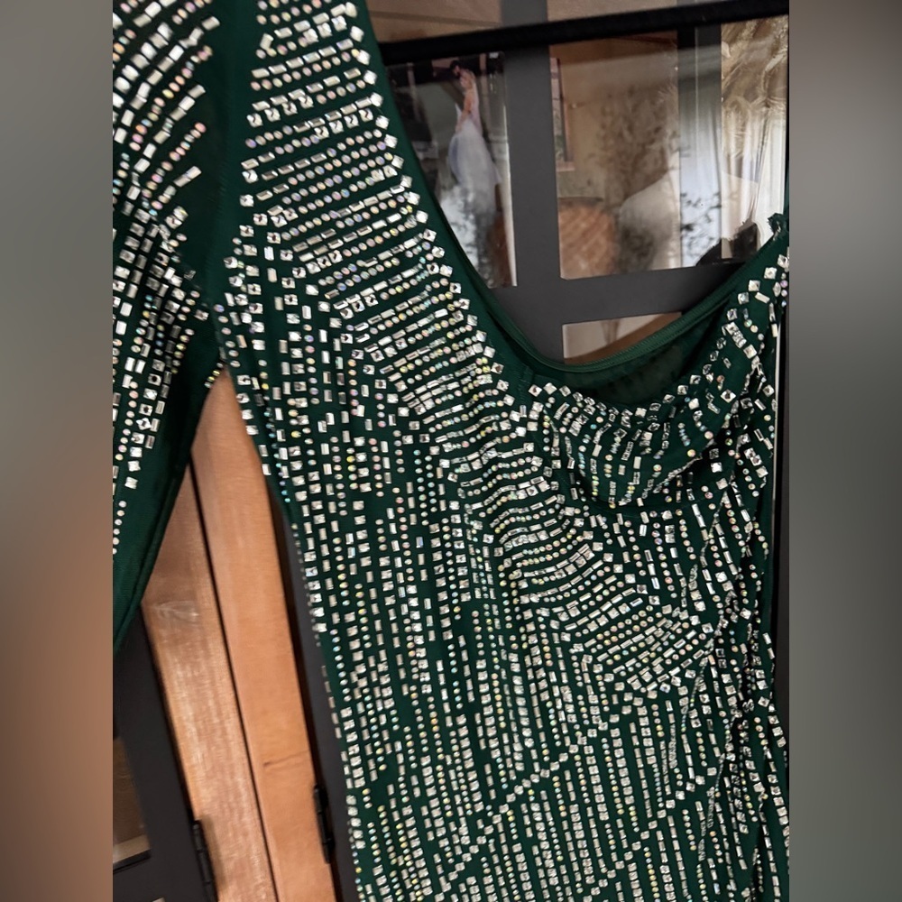 NWT Fashion Nova Show Stunner Embellished Maxi Dress gown prom wedding hunter - Picture 9 of 10